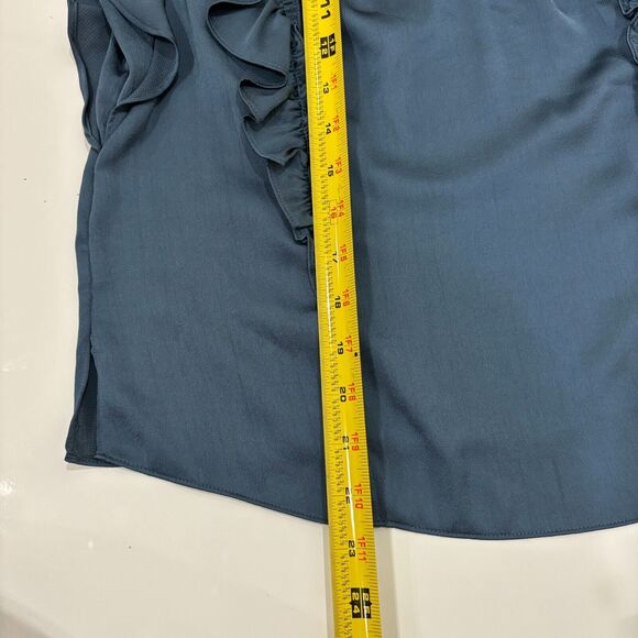 Veronica Beard Mandell Blue Ruffle Satin Top Sz 2 Romantic Victorian Gothic - Picture 13 of 13
